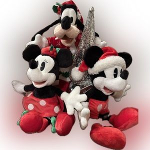 Disney Parks Holiday Mickey, Minnie and Goofy 10" Plush